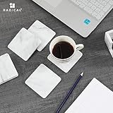 Radicaln Marble Coaster Set with Holder 3.5" Inches White Square Handmade Coasters Set of 6 for Coffee Bar Accessories Drink Coasters for Coffee Table Décor Coasters for Drinks