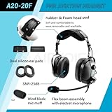 AIRVOICE Aviation Headset for Pilots with Passive Noise Cancellation, PNR Aviation Headset with Comfortable Earpads and Flexible Microphone, General Aviation Headset with Carrying Case Black