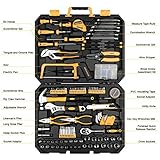 DEKOPRO 198 Piece Home Repair Tool Kit, Wrench Plastic Toolbox with General Household Hand Tool Set