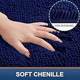 Smiry Luxury Chenille Bathroom Rugs 70x24, Extra Soft and Absorbent Shaggy Bath Mat, Machine Washable, Non-Slip Plush Carpet Runner for Tub, Shower, and Floor, Home Decor Accessories, Navy Blue