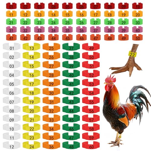 110 Pcs Chicken Leg Rings, Larbeti 60P 16mm Adjustable Chicken Tags and 50P 8mm Chick Bands with Number Chicken Identification Hand Rings Poultry Leg Bands for Chick, Duck, Pigeon, Bird