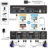 ATLAHET Dual Monitor KVM Switch HDMI Two Port 4K 60Hz KVM Switcher for 2 Computers 2 Monitors with 4 USB 3.0 Ports Support Copy and Extended Display and Desktop Control Including USB 3.0 Cable