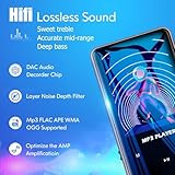 96GB Mp3 Player with Bluetooth 5.0 - Aiworth Portable Digital Lossless Music MP3 MP4 Player for Kids with FM Radio HD Speaker for Sports Running Super Light Metal Shell Touch Buttons