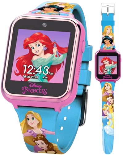 Accutime Disney's Princess Kids' Touchscreen Interactive Smartwatch, Built in Selfie-Camera, Easy-to-Buckle Strap, Model: PN4258AZ