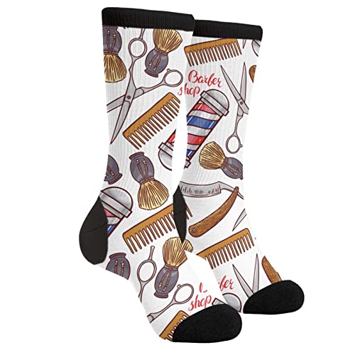 Sigouyinei Barber Shop Hair Accessories Hair Salon Scissors Comb Casual Funny Funky Novelty Socks For Men Women
