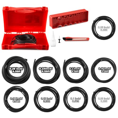 Nuanchu Buna-N O Ring Splicing Kit Standard Rubber O Rings Assortment 70a Durometer with 10 Pcs Various Sizes Rubber Strips Strip Knife Glue Clamp Gloves for Automotive Faucet Hydraulics Scuba(Red)