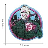 KLORIZ 3 PCS Killer Jason Mask Embroidered Iron On Patches Camp Crystall Lake Horror Movie TV Halloween Applique