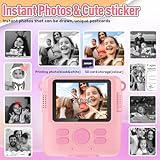 ESOXOFFORE Instant Print Camera for Kids, Christmas Birthday Gifts Girls Boys Age 3-12, HD Digital Video Cameras Toddler, Portable Toy 3 4 5 6 7 8 9 10 Year Old Girl with 32GB SD Card-Pink