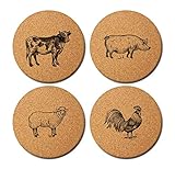 Farm Animal Coasters (Set of 4)