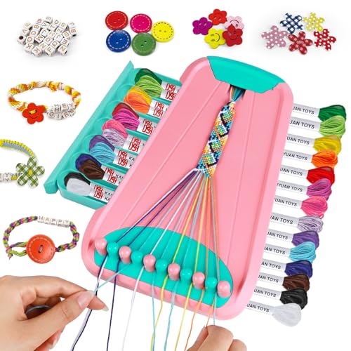 Bracelet Making Kit for Girls - Friendship Bracelet Kit - Christmas Gifts for Ages 6 7 8 9 10 11 12 Year Old Girl Birthday Gifts, Arts and Crafts for Kids Ages 8-12 Teen String Bracelets Maker Pink