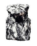 Idopy Men`s Luxury Faux Fur Hoodie Coats Sleeveless Jacket Vest With Hood (US M(tag XL), Black Grey)