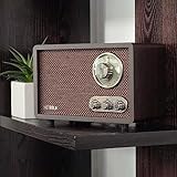 Victrola Retro Wood Bluetooth Radio with Built-in Speakers, Elegant & Vintage Design, Rotary AM/FM Tuning Dial, Wireless Streaming, Espresso