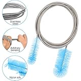 Patelai 3 Pieces Aquarium Filter Hose Brush Stainless Flexible Tube Cleaning Long Brush Double-Ended Bent Pipe Cleaner Steel Spring for Lab Fish Tank Aquarium, 3 Color(61.02 inches, 78.74 inches)