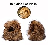 Onmygogo Lion Mane Wig for Cats, Funny Pet Cat Costumes for Halloween Christmas, Furry Pet Clothing Accessories (Size S, Melange Brown)