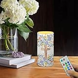 Poceacles Floral Cross Flameless Candle Electric LED Lights with Dancing Flame, with Timer Remote 12 Color Lights, 3 AAA Batteries Operated (Not Include), Exquisite Home Decoration