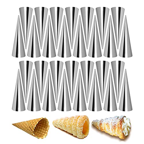RoseFlower 30pcs Non-Stick Cream Horn Cones Tubes Stainless Steel Conical Croissant Pastry Baking Moulds Set, Cannoli Form Roll Mold Corner Shaper for Christmas Anniversary and Daily Use #1