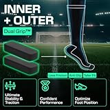 LUX Anti Slip Soccer Knee Socks,Non Slip Football/Basketball/Hockey Sports Grip Socks Black