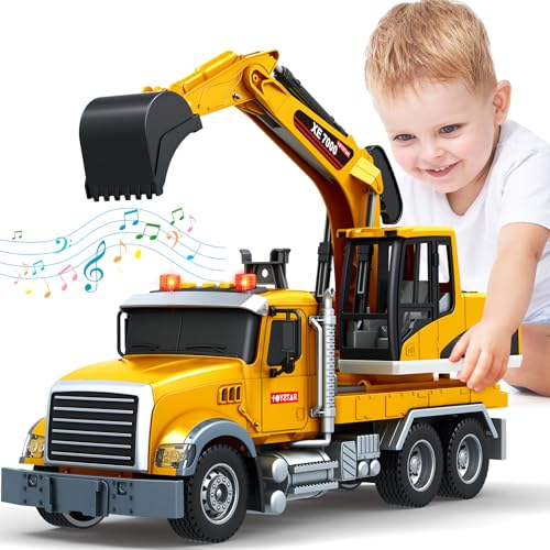 SpringFlower Toy Truck, Large Excavator Truck Toy for 3 4 5 6 Year Old Boys,Truck Toy with Sound and Light,Kids Toddlers Christmas Birthday Gifts for Boys & Girls