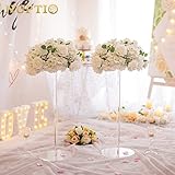 NUPTIO Flower Balls for Wedding Centerpieces - 10 Pcs 14.2 inch Diameter Fake Flower Ball Arrangement Bouquet Party Centerpieces for Tables - White Rose Bouquet Centerpiece Flowers for Wedding Table