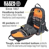 Klein Tools 62800BP Backpack Tool Bag, Tradesman Pro Extra-Large 40-Pocket Electrician Jobsite Backpack with Molded Bottom, Charging Port