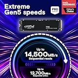 Crucial New 2024 T705 2TB PCIe Gen5 NVMe M.2 SSD - Up to 14,500 MB/s - Game Ready - Internal Solid State Drive (PC) - +1mo Adobe CC - CT2000T705SSD3