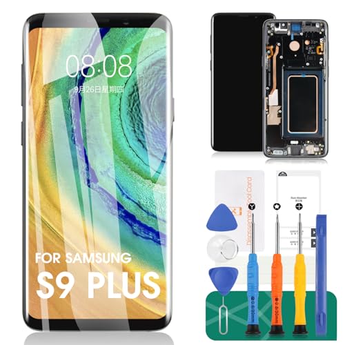 Original for Samsung Galaxy S9 Plus Screen for SM-G965U LCD for Samsung Galaxy S9 Plus LCD Screen Replacement for Galaxy S9 Plus Digitizer Touch Sceen Assembly Repair Parts with Frame
