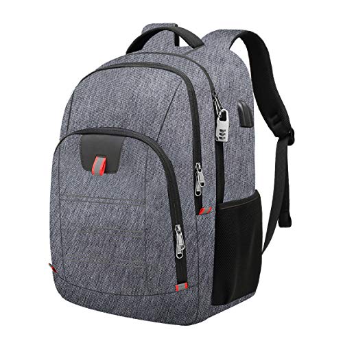Della Gao Laptop Backpack for Men, Large Anti-Theft Business Travel Backpack with USB Charging Port, Water Resistant College School Computer Bag for Men/Women for 17 Inch Laptop and Notebook