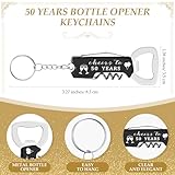 Jingmore 30 Set 50th Birthday Party Favors for Guests Bottle Opener Keychains Bulk Thank You Cards with Organza Gift Bags for Birthday Anniversary Souvenirs, Cheers to 50 Years