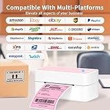 ASprink Bluetooth Thermal Label Printer - 241BT Wireless Shipping Label Printer for Small Business & Packages, Pink Thermal Label Printer Shipping Label Maker, Compatible with iPhone, USPS, Amazon