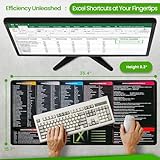 FzGuides Large Excel Shortcut and Reference Mouse Pad | Extended Office Desk Mat with Excel Shortcuts & Formulas | Waterproof | XL Giant Deskpad for Desk Multispandex and Rubber 35.5" x 15.7"