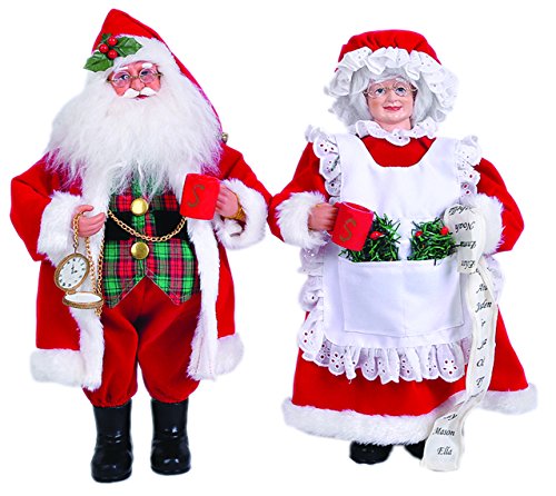Santa's Workshop Mr. and Mrs. Claus Figurine, Set of 2, 15"