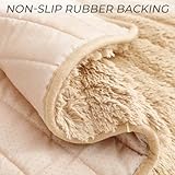 RBSC Home Plush Recliner Slipcover 23 Inches Beige Chair Covers Artificial Wool Lazy Boy Cover Quilted Cover for Recliner Chairs and Furniture Soft Warm