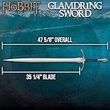 Gandalf's Glamdring Sword | The Hobbit Trilogy Replica | Stainless Steel Blade | Wooden Display Plaque | Certificate of Authenticity | 47 5/8" Overall