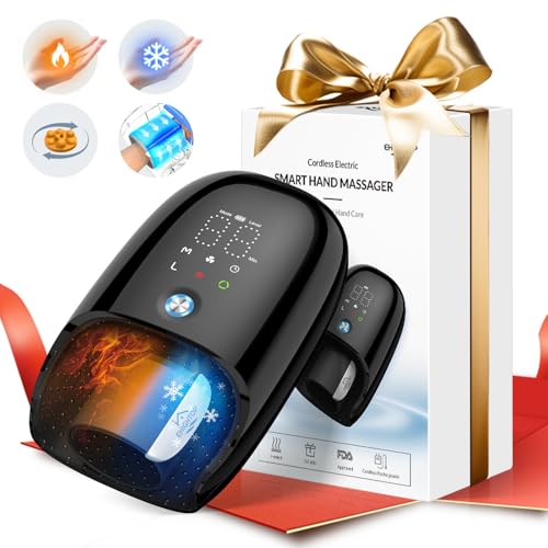 FSA HSA Eligible Hand Massager with Kneading Rollers Massage for Arthritis Carpal Tunnel Pain Relief,Cordless Handheld Massager Machine with Heat and Compression & Kneading Massage,Gifts for Women Men