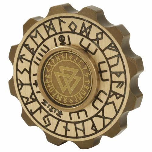 Freelove Viking Pirate & Gossip Design Fidgets Spinners, Copper Metal Spinner Fidget Toy Prime for Adults, Premium Bearing for 4~6 Mins, Autism Sensory ADHD Anxiety Stress Reduce Figet Spiner, Brass