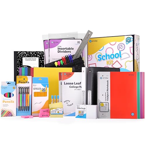 Back to School Supplies High School and College, Premium Quality Kids School Supplies Kit, High School Supplies for Girls and Boys, 79 Pieces - by Enday