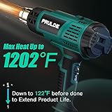 PRULDE Heat Gun - Variable Temperature Settings, Hot Air Gun with 6.56Ft UL Cord for Vinyl Wrap, Crafts, Shrink Tubing/Wrapping, Wire Connectors, Paint Removal HG0240-US