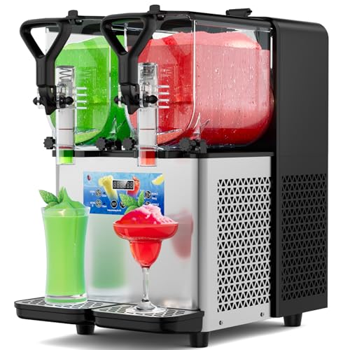 Slushy Machine - Multiple Drink Mode Selection, Frozen Drink Machine with LED Light, 6L 110V Slushie Margarita Machine with Auto Cleaning, Margarita Slushie Machine for Home and Commercial Use