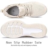 SDolphin Womens Tennis Running Shoes - Ladies Walking Running Sneakers Comfy Fashion Slip on Workout Gym Excercise Memory Foam Nude Shoes Beige