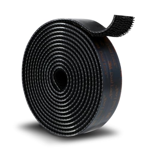 3M Dual Lock SJ3550A 1"×8ft Black, Reclosable Fastener Mounting Tape Interlocking Mushroom Shaped Strong Adhesive Hook Lock Sticky Tape Waterproof for Indoor and Outdoor, 1 Pack
