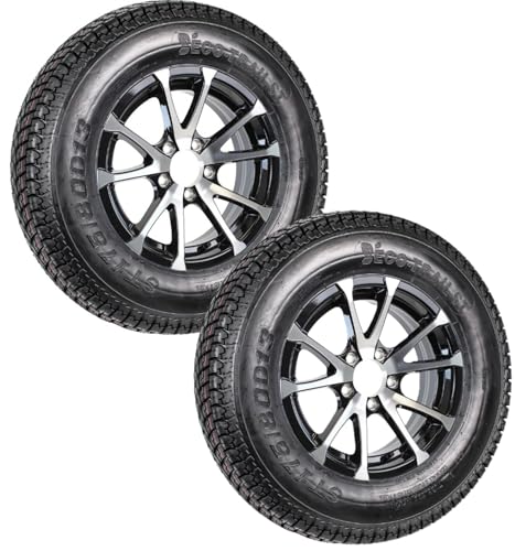 eCustomrim 2-Pack Aluminum Trailer Tire And Wheel Assembly ST175/80D13 175/80D13 13" Load Range 5 Lug 4.5 Center Avalanche Black Rim