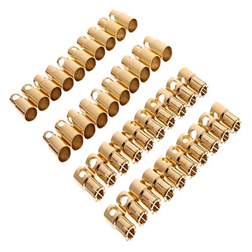 Yiqigou 20 Pairs Gold Plated 6.0mm 6mm Banana Plug Bullet Male Female Connector for RC Motor ESC Lipo Battery (6mm)