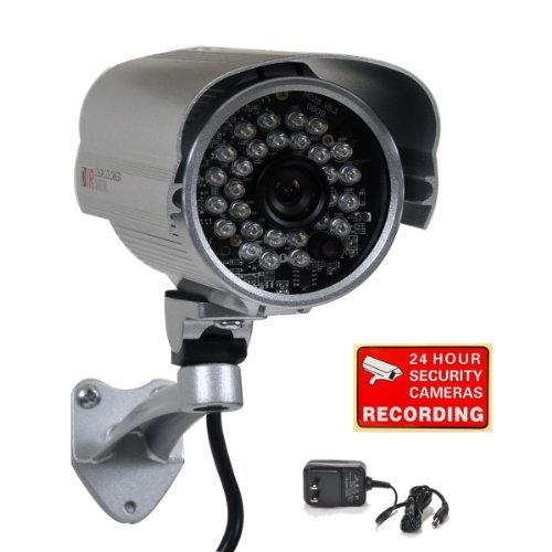 VideoSecu Built-in 1/3" Effio CCD 700TVL Bullet Security Camera Weatherproof Day Night 3.6mm Wide View Angle Lens IR Outdoor for CCTV DVR Home Surveillance with Bonus Power Supply WM5