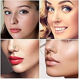 TAMHOO 25 Pcs Multi-Style Fake Nose Rings for Women and Men - 14k Gold Plated Copper African Nose Cuff Non Piercing for Teen Grirls - Small Clip On Nose Ring Set,Fake Nose Piercing Ring (#1)