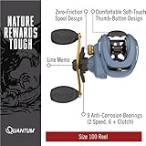 Quantum Smoke X Baitcast Fishing Reel, Size 100 Reel, Right-Hand Retrieve, Smooth and Powerful 7.3:1 Gear Ratio, One-Piece Aluminum X-Frame and Double Anodized Aluminum Spool, Blue