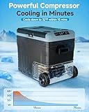 Feelfunn Car Fridge Portable 12 Volt Refrigerator - 53 Quart(50L) Electric Cooler with 12/24V DC&110-240V AC for Truck Van RV Camper SUV, 12v Cooler with Wheels for Camping Boat Travel, -4~68°F