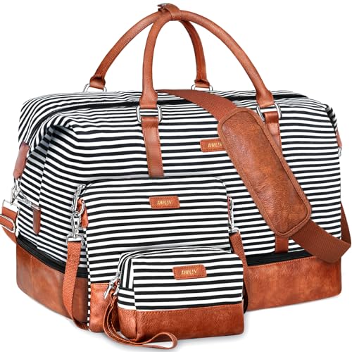 IBFUN Weekender Bags for Women, 21" Weekender Travel Bag, Travel Duffle Bag with Shoe Compartment Carry on Overnight Duffel Bag for Weekend Travel Business Trip, 3PCS