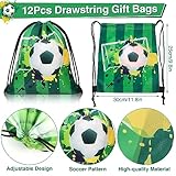 Winrayk 12 Sets Soccer Party Favors Sports Birthday Supplies, Soccer Goodie Bags Drawstring Bags Tattoo Stickers Gifts Toys Goody Bag Stuffers Filler Soccer Birthday Party Favors Soccer Party Supplies