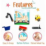 Klevly 6 PK Construction Wooden Toddler Puzzles Ages 2-4 | Wooden Puzzles for Toddlers 1-3 | Montessori Toys for 2 Year Old | Learning Toys for 2+ Year Olds | Educational Toys for 2 Year Old | STEM