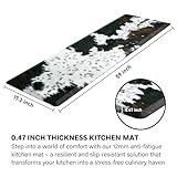 Tyrot Cowhide Kitchen Mat Cushioned Anti Fatigue - 1/2 Inch Thick Western Cow Kitchen Mats for Floor, Non Slip PVC Waterproof Standing Desk Ergonomic Comfort Rugs for Sink, Office, Laundry, 17.3x60